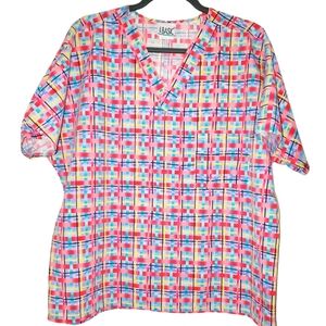 Simply Basic Multi-Colored V-Neck Short Sleeve Scrub Top 557